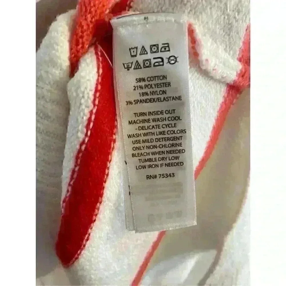 Rachel Zoe White Red Striped Hooded V‎ Neck Pullover Sweater Small